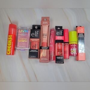 Nyx and Elf Cheek + Lips 9 Piece Bundle  - Pinks NEW!